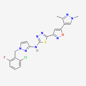 N-[1-(2-chloro-6-fluorobenzyl)-1H-pyrazol-3-yl]-5-[5-(1,3-dimethyl-1H-pyrazol-4-yl)-1,2-oxazol-3-yl]-1,3,4-thiadiazol-2-amine