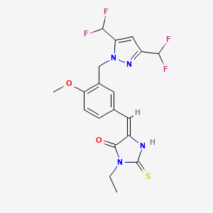 (5E)-5-(3-{[3,5-bis(difluoromethyl)-1H-pyrazol-1-yl]methyl}-4-methoxybenzylidene)-3-ethyl-2-sulfanyl-3,5-dihydro-4H-imidazol-4-one