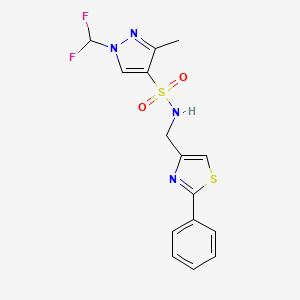 molecular formula C15H14F2N4O2S2 B10949381 1-(difluoromethyl)-3-methyl-N-[(2-phenyl-1,3-thiazol-4-yl)methyl]-1H-pyrazole-4-sulfonamide 