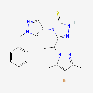 molecular formula C19H20BrN7S B10949433 4-(1-benzyl-1H-pyrazol-4-yl)-5-[1-(4-bromo-3,5-dimethyl-1H-pyrazol-1-yl)ethyl]-4H-1,2,4-triazole-3-thiol 