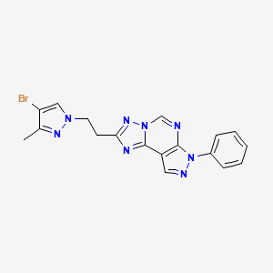 molecular formula C18H15BrN8 B10949441 2-[2-(4-bromo-3-methyl-1H-pyrazol-1-yl)ethyl]-7-phenyl-7H-pyrazolo[4,3-e][1,2,4]triazolo[1,5-c]pyrimidine 