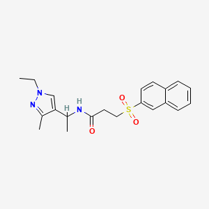 molecular formula C21H25N3O3S B10949442 N-[1-(1-ethyl-3-methyl-1H-pyrazol-4-yl)ethyl]-3-(naphthalen-2-ylsulfonyl)propanamide 