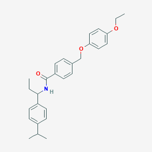 4-[(4-ethoxyphenoxy)methyl]-N-{1-[4-(propan-2-yl)phenyl]propyl}benzamide