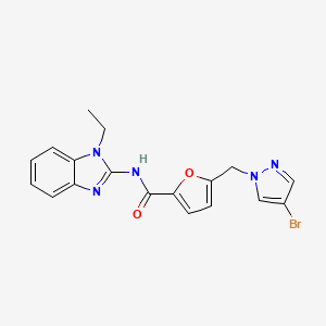 molecular formula C18H16BrN5O2 B10949469 5-[(4-bromo-1H-pyrazol-1-yl)methyl]-N-(1-ethyl-1H-benzimidazol-2-yl)furan-2-carboxamide 