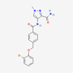 molecular formula C19H17BrN4O3 B10949490 4-[({4-[(2-bromophenoxy)methyl]phenyl}carbonyl)amino]-1-methyl-1H-pyrazole-3-carboxamide 