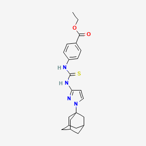 molecular formula C23H28N4O2S B10949505 Ethyl 4-[({[1-(1-adamantyl)-1H-pyrazol-3-YL]amino}carbothioyl)amino]benzoate 