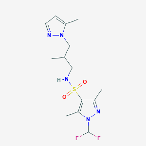 molecular formula C14H21F2N5O2S B10949510 1-(difluoromethyl)-3,5-dimethyl-N-[2-methyl-3-(5-methyl-1H-pyrazol-1-yl)propyl]-1H-pyrazole-4-sulfonamide 