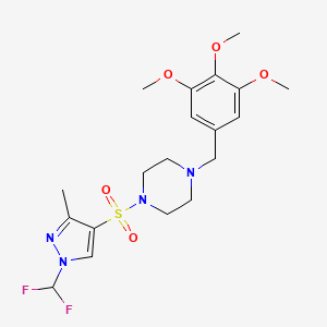 molecular formula C19H26F2N4O5S B10949531 1-{[1-(difluoromethyl)-3-methyl-1H-pyrazol-4-yl]sulfonyl}-4-(3,4,5-trimethoxybenzyl)piperazine 