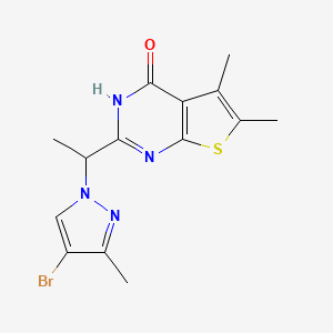 molecular formula C14H15BrN4OS B10949566 2-[1-(4-bromo-3-methyl-1H-pyrazol-1-yl)ethyl]-5,6-dimethylthieno[2,3-d]pyrimidin-4(3H)-one 