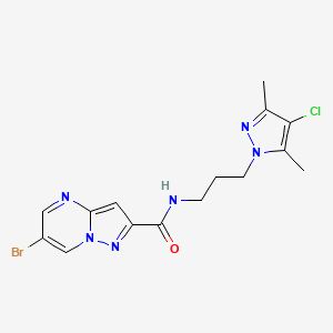 6-bromo-N-[3-(4-chloro-3,5-dimethyl-1H-pyrazol-1-yl)propyl]pyrazolo[1,5-a]pyrimidine-2-carboxamide