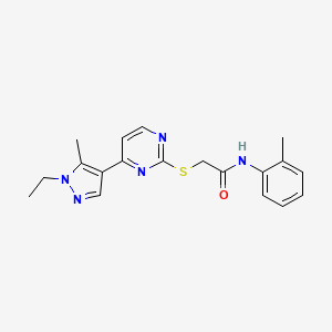 molecular formula C19H21N5OS B10949577 2-{[4-(1-ethyl-5-methyl-1H-pyrazol-4-yl)pyrimidin-2-yl]sulfanyl}-N-(2-methylphenyl)acetamide 