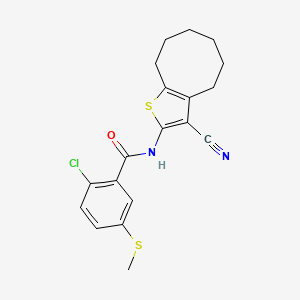 molecular formula C19H19ClN2OS2 B10949609 2-chloro-N-(3-cyano-4,5,6,7,8,9-hexahydrocycloocta[b]thiophen-2-yl)-5-(methylsulfanyl)benzamide 