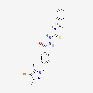 2-({4-[(4-bromo-3,5-dimethyl-1H-pyrazol-1-yl)methyl]phenyl}carbonyl)-N-(1-phenylethyl)hydrazinecarbothioamide