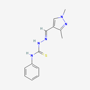 molecular formula C13H15N5S B10949630 1-[(E)-(1,3-dimethylpyrazol-4-yl)methylideneamino]-3-phenylthiourea 