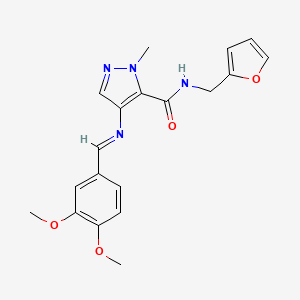 4-{[(E)-(3,4-dimethoxyphenyl)methylidene]amino}-N-(furan-2-ylmethyl)-1-methyl-1H-pyrazole-5-carboxamide