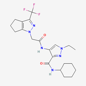 N-cyclohexyl-1-ethyl-4-({[3-(trifluoromethyl)-5,6-dihydrocyclopenta[c]pyrazol-1(4H)-yl]acetyl}amino)-1H-pyrazole-3-carboxamide