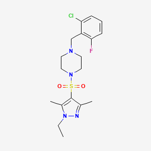 1-(2-chloro-6-fluorobenzyl)-4-[(1-ethyl-3,5-dimethyl-1H-pyrazol-4-yl)sulfonyl]piperazine