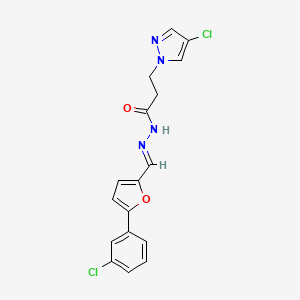 N'-{(E)-[5-(3-chlorophenyl)furan-2-yl]methylidene}-3-(4-chloro-1H-pyrazol-1-yl)propanehydrazide