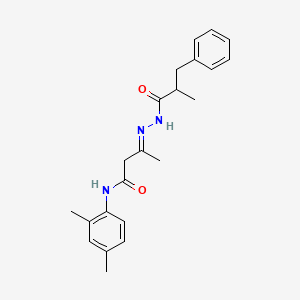 molecular formula C22H27N3O2 B10949703 (3E)-N-(2,4-dimethylphenyl)-3-[2-(2-methyl-3-phenylpropanoyl)hydrazinylidene]butanamide 