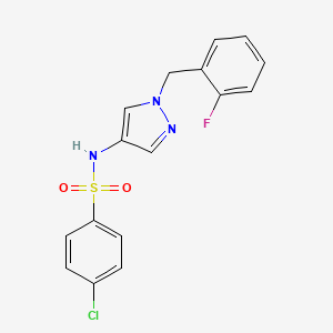 molecular formula C16H13ClFN3O2S B10949709 4-chloro-N-[1-(2-fluorobenzyl)-1H-pyrazol-4-yl]benzenesulfonamide 