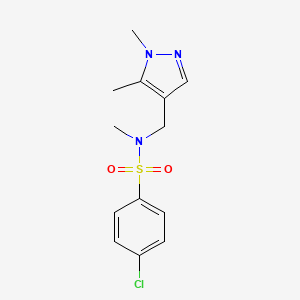 molecular formula C13H16ClN3O2S B10949735 4-chloro-N-[(1,5-dimethyl-1H-pyrazol-4-yl)methyl]-N-methylbenzenesulfonamide 