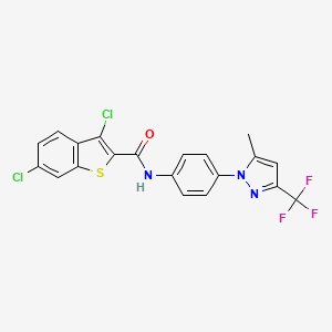 molecular formula C20H12Cl2F3N3OS B10949750 3,6-dichloro-N-{4-[5-methyl-3-(trifluoromethyl)-1H-pyrazol-1-yl]phenyl}-1-benzothiophene-2-carboxamide 