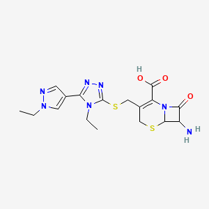 molecular formula C17H21N7O3S2 B10949769 7-amino-3-({[4-ethyl-5-(1-ethyl-1H-pyrazol-4-yl)-4H-1,2,4-triazol-3-yl]sulfanyl}methyl)-8-oxo-5-thia-1-azabicyclo[4.2.0]oct-2-ene-2-carboxylic acid 