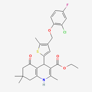 Ethyl 4-{4-[(2-chloro-4-fluorophenoxy)methyl]-5-methylthiophen-2-yl}-2,7,7-trimethyl-5-oxo-1,4,5,6,7,8-hexahydroquinoline-3-carboxylate