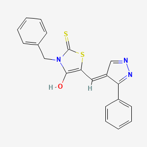 (5Z)-3-benzyl-5-[(3-phenyl-1H-pyrazol-4-yl)methylidene]-2-thioxo-1,3-thiazolidin-4-one