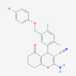 2-amino-4-{5-[(4-bromophenoxy)methyl]-2,4-dimethylphenyl}-5-oxo-5,6,7,8-tetrahydro-4H-chromene-3-carbonitrile