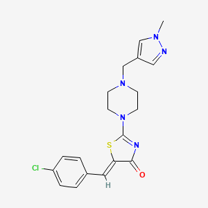 molecular formula C19H20ClN5OS B10949874 (5Z)-5-(4-chlorobenzylidene)-2-{4-[(1-methyl-1H-pyrazol-4-yl)methyl]piperazin-1-yl}-1,3-thiazol-4(5H)-one 