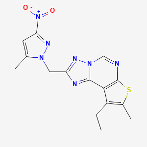 9-ethyl-8-methyl-2-[(5-methyl-3-nitro-1H-pyrazol-1-yl)methyl]thieno[3,2-e][1,2,4]triazolo[1,5-c]pyrimidine