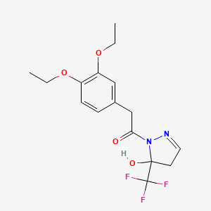 2-(3,4-diethoxyphenyl)-1-[5-hydroxy-5-(trifluoromethyl)-4,5-dihydro-1H-pyrazol-1-yl]ethanone