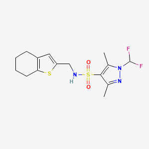 molecular formula C15H19F2N3O2S2 B10949945 1-(difluoromethyl)-3,5-dimethyl-N-(4,5,6,7-tetrahydro-1-benzothiophen-2-ylmethyl)-1H-pyrazole-4-sulfonamide 