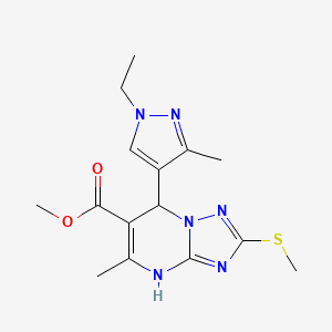 molecular formula C15H20N6O2S B10949955 methyl 7-(1-ethyl-3-methyl-1H-pyrazol-4-yl)-5-methyl-2-(methylsulfanyl)-4,7-dihydro[1,2,4]triazolo[1,5-a]pyrimidine-6-carboxylate 