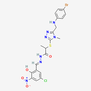 2-({5-[(4-bromoanilino)methyl]-4-methyl-4H-1,2,4-triazol-3-yl}sulfanyl)-N'-{5-chloro-2-hydroxy-3-nitrobenzylidene}propanohydrazide