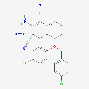 molecular formula C26H20BrClN4O B10949976 2-amino-4-{5-bromo-2-[(4-chlorobenzyl)oxy]phenyl}-4a,5,6,7-tetrahydronaphthalene-1,3,3(4H)-tricarbonitrile 