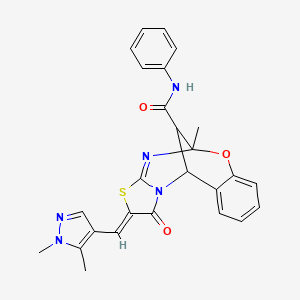 molecular formula C26H23N5O3S B10949999 (2Z)-2-[(1,5-dimethyl-1H-pyrazol-4-yl)methylidene]-5-methyl-1-oxo-N-phenyl-1,2-dihydro-5H,11H-5,11-methano[1,3]thiazolo[2,3-d][1,3,5]benzoxadiazocine-13-carboxamide 