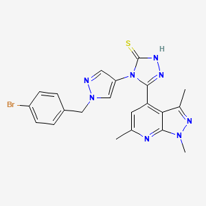 molecular formula C21H19BrN8S B10950004 4-[1-(4-bromobenzyl)-1H-pyrazol-4-yl]-5-(1,3,6-trimethyl-1H-pyrazolo[3,4-b]pyridin-4-yl)-4H-1,2,4-triazole-3-thiol 