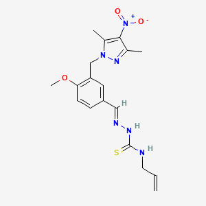 (2E)-2-{3-[(3,5-dimethyl-4-nitro-1H-pyrazol-1-yl)methyl]-4-methoxybenzylidene}-N-(prop-2-en-1-yl)hydrazinecarbothioamide