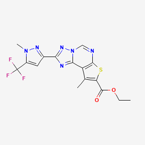 ethyl 9-methyl-2-[1-methyl-5-(trifluoromethyl)-1H-pyrazol-3-yl]thieno[3,2-e][1,2,4]triazolo[1,5-c]pyrimidine-8-carboxylate