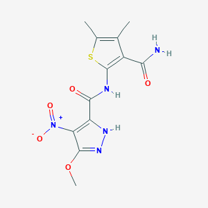 N-(3-carbamoyl-4,5-dimethylthiophen-2-yl)-3-methoxy-4-nitro-1H-pyrazole-5-carboxamide