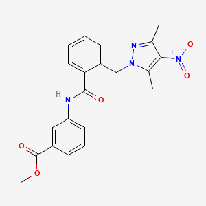 molecular formula C21H20N4O5 B10950065 methyl 3-[({2-[(3,5-dimethyl-4-nitro-1H-pyrazol-1-yl)methyl]phenyl}carbonyl)amino]benzoate 