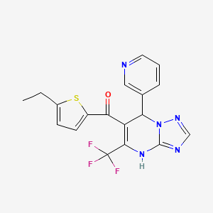 molecular formula C18H14F3N5OS B10950086 (5-Ethylthiophen-2-yl)[7-(pyridin-3-yl)-5-(trifluoromethyl)-4,7-dihydro[1,2,4]triazolo[1,5-a]pyrimidin-6-yl]methanone 