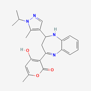 (3E)-6-methyl-3-{4-[5-methyl-1-(propan-2-yl)-1H-pyrazol-4-yl]-1,3,4,5-tetrahydro-2H-1,5-benzodiazepin-2-ylidene}-2H-pyran-2,4(3H)-dione