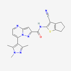 N-(3-cyano-5,6-dihydro-4H-cyclopenta[b]thiophen-2-yl)-7-(1,3,5-trimethyl-1H-pyrazol-4-yl)pyrazolo[1,5-a]pyrimidine-2-carboxamide