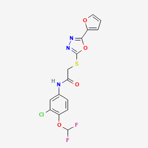 molecular formula C15H10ClF2N3O4S B10950117 N-[3-chloro-4-(difluoromethoxy)phenyl]-2-{[5-(furan-2-yl)-1,3,4-oxadiazol-2-yl]sulfanyl}acetamide 