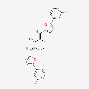 molecular formula C28H20Cl2O3 B10950121 (2E,6E)-2,6-bis{[5-(3-chlorophenyl)furan-2-yl]methylidene}cyclohexanone 