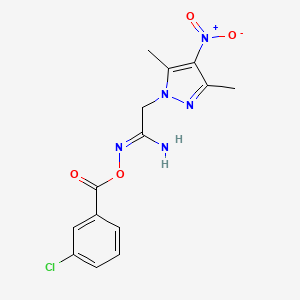 molecular formula C14H14ClN5O4 B10950136 (1Z)-N'-{[(3-chlorophenyl)carbonyl]oxy}-2-(3,5-dimethyl-4-nitro-1H-pyrazol-1-yl)ethanimidamide 