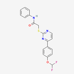 molecular formula C19H15F2N3O2S B10950145 2-({4-[4-(difluoromethoxy)phenyl]pyrimidin-2-yl}sulfanyl)-N-phenylacetamide 